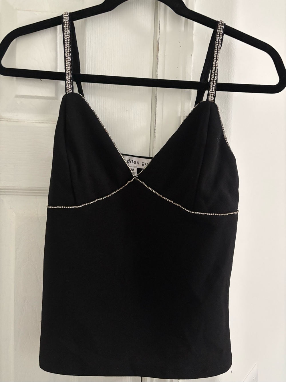 Black Rhinestone-Trim Cami Tank